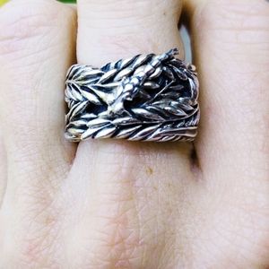 Thick Sterling Silver 18K Gold Dragonfly Ring- Size 7